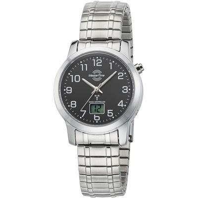 Funkuhr MASTER TIME "Basic", silber (silberfarben, schwarz), Armbanduhren, Damen, Armbanduhr, Quarzuhr, Damenuhr, Datum, Flexband, Zugband Image