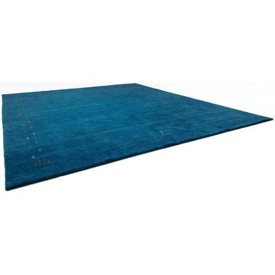 Wollteppich MORGENLAND "GABBEH FEIN FENTH", blau, B:300cm H:18mm L:400cm, Wolle, Teppiche, reine Schurwolle bunte Bordüre, Wohnzimmer Image