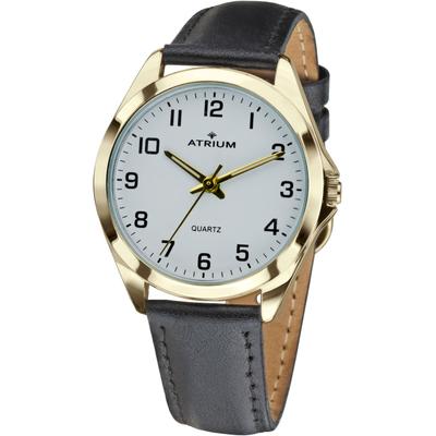 Quarzuhr ATRIUM, schwarz (schwarz, goldfarben), Armbanduhren, Damen, Armbanduhr, Herrenuhr, Damenuhr, Lederarmband Image