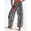 Strandhose FRENCH CONNECTION, Damen, Gr. 36, N-Gr, schwarz (schwarz, creme bedruckt), Mesh, Obermaterial: 95% Polyester, 5% Elasthan, bedruckt, modisch, figurumspielend lang, Hosen Palazzohose Weite Hose, aus transparenter Meshware, Palazzohose