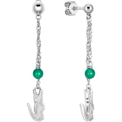 Paar Ohrhänger LACOSTE "DEVA, 2040459, 2040460", grün (edelstahlfarben, grün, grün), Ohrringe, Damen, Edelstahl, mit Agate oder Onyx Image