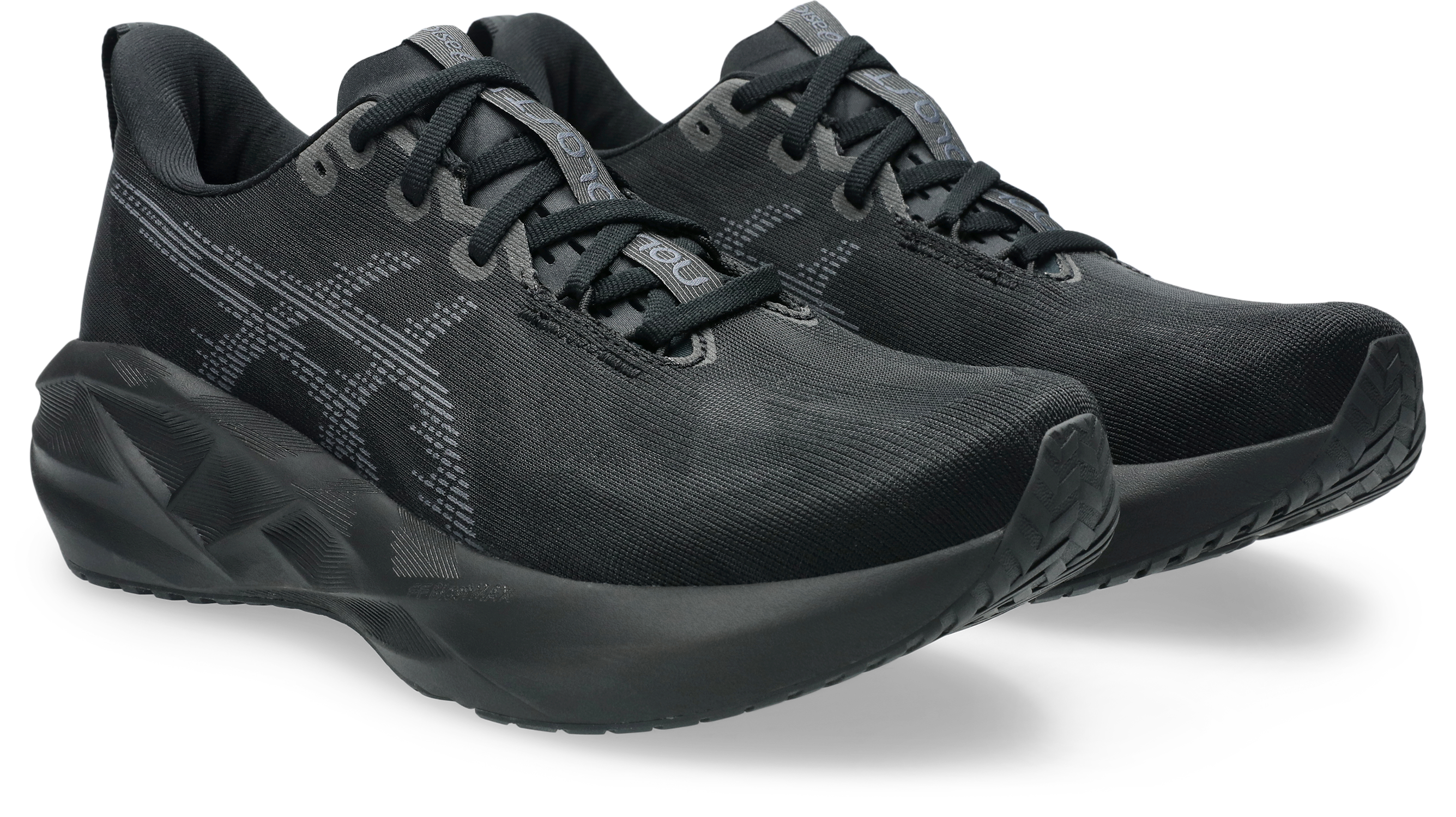 Laufschuh ASICS "NOVABLAST 5", Gr. 44,5, schwarz, carrier grau, Textil, sportlich, Schuhe