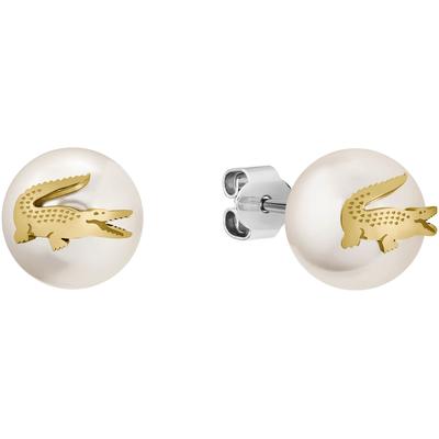 Paar Ohrstecker LACOSTE "MATCHPOINT, 2040432", gold (gelbgoldfarben, edelstahlfarben, weiß), Ohrringe, Damen, Perlen-Edelstahl, Perlen, Edelstahl, mit Perle (imitiert) Image