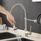 Robinet d'évier de cuisine noir mat, une poignée, robinet d'eau chaude et froide à ressort, monté sur le pont, salle de bains, grue de cuisine 360 ° Rotation