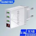 Caricatore da muro a ricarica rapida con caricatore USB a 3 porte 3.1A per iPhone Samsung Xiaomi Huawei Adattatore per caricabatterie per telefono con display a LED a ricarica rapida