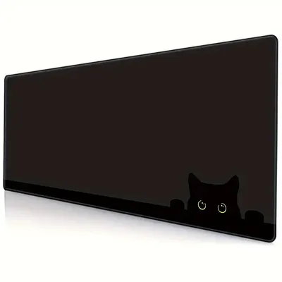 Large Kawaii Cat Mouse Pad 900x400 Non-Slip Rubber Desk Mat Washable Black Cute Cat Design, Large