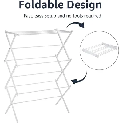 Foldable Portable Laundry Drying Rack for Air Drying Clothing, Indoor Outdoor Use