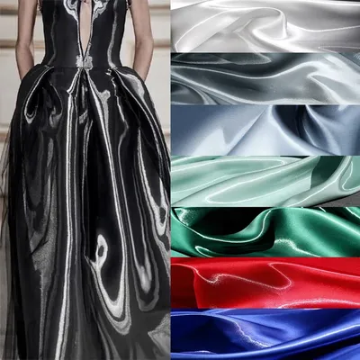 Multi-Color Liquid Satin Reflective Crystal Satin Fabric Smooth Sparkle Stiff Material for Wedding