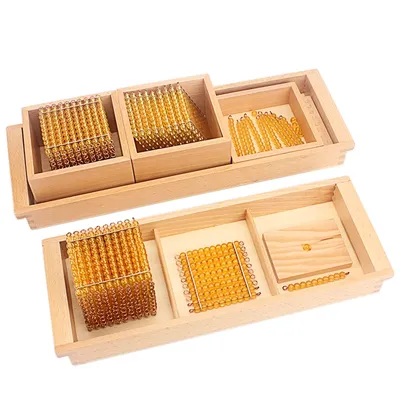 Montessori Math Educational Toys Gold Beads Material Symbols With Trays Kids 5 Years Teaching Toys
