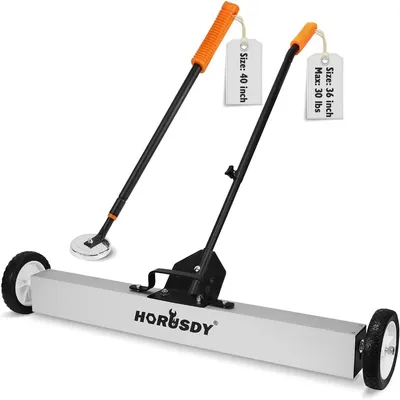 36-Inch Rolling Magnetic Sweeper with Wheels Adjustable Handle 30-Pound Capacity Heavy-Duty