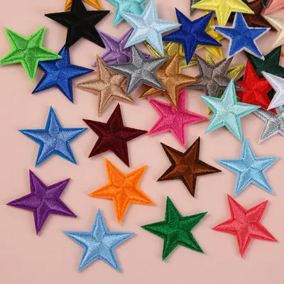 50pc Star Embroidered Patch Stick Clothes Badge Crafts Accessories Patches Costume Five-Pointed Star
