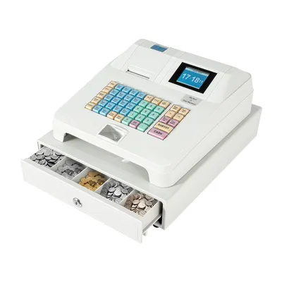 Electronic Cash Register, Cash Register with Drawer Box,Digital LED Display,48 Keys