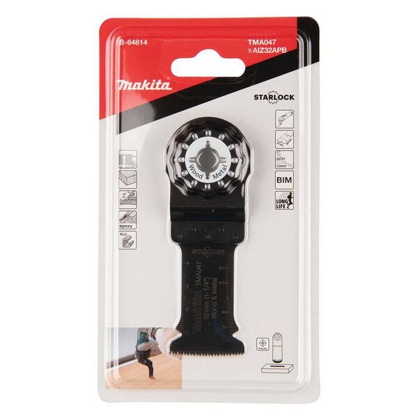 makita 32x50mm Multitool Tauchsägeblatt TMA047 für Holz und Metall braun Image