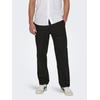 Trainingshose ONLY & SONS "ONSSINUS LOOSE 0007 COT LIN PANT NOOS", Herren, Gr. M, N-Gr, schwarz, Web, Obermaterial: 75% Baumwolle, 25% Leinen, unifarben, modisch, loose fit knöchellang, Hosen
