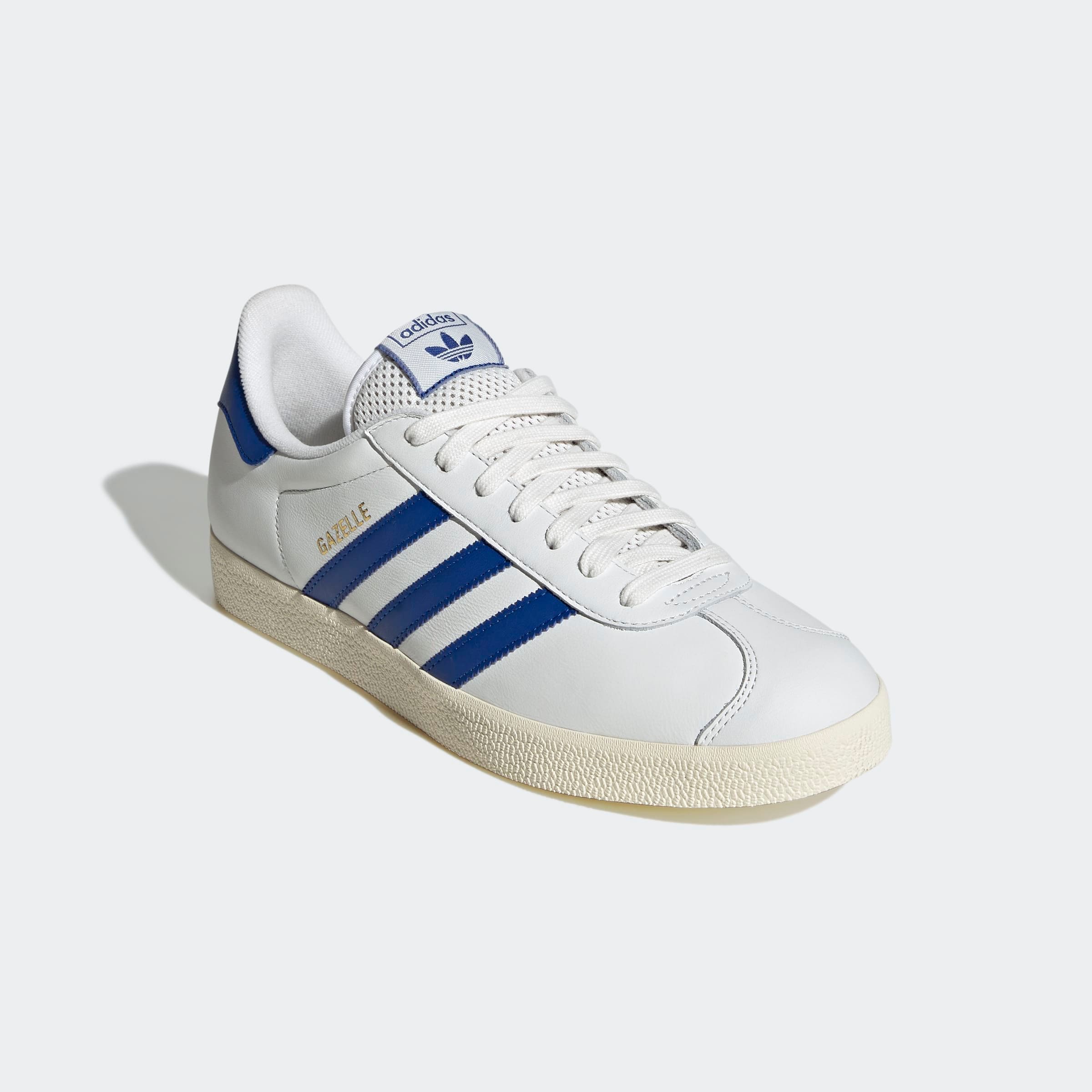 Sneaker ADIDAS ORIGINALS "GAZELLE", Gr. 39, weiß (core weiß, royal blau, cream weiß), Leder, Synthetik, Schuhe