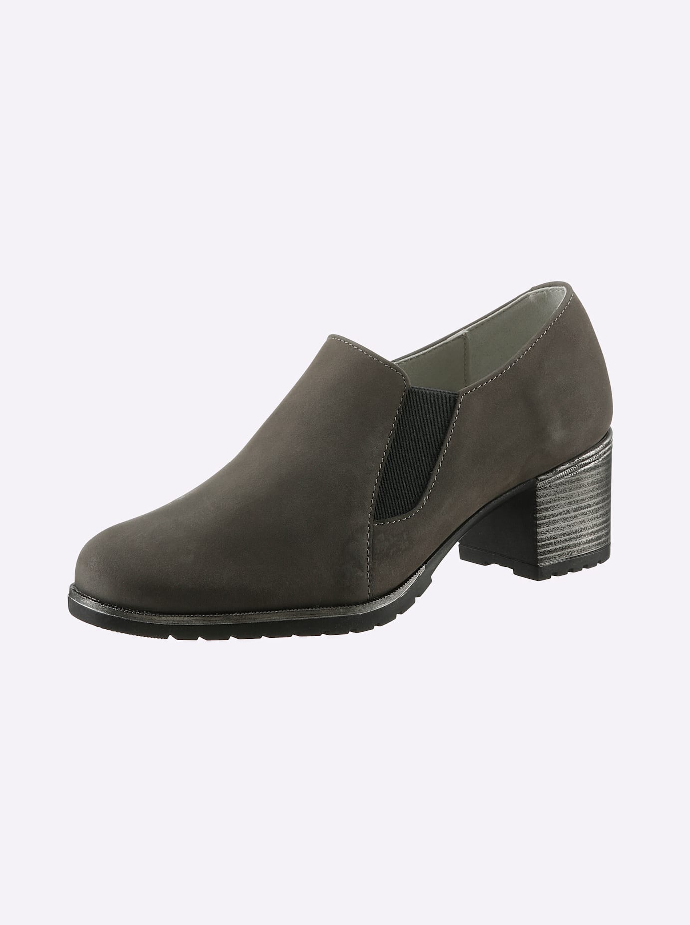 Hochfrontpumps HEINE, Damen, Gr. 41, grau (anthrazit), Leder, Rindsleder, Veloursleder, Schuhe Image