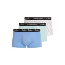 Trunk "LOW RISE TRUNK 3PK", Herren, Gr. S (48), glacier, pl monogram_ash, ster blau, Jersey, Obermaterial: 88% Polyester, 12% Elasthan, CALVIN KLEIN UNDERWEAR, körpernah, Unterhosen, mit Logo-Stretchbund