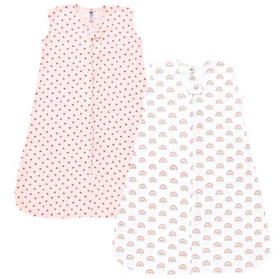 Hudson Baby Infant Girl Thermal Sleeveless Sleeping Bag 2pk, Creative Rainbows