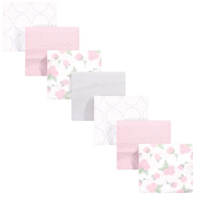 Hudson Baby Infant Girl Cotton Flannel Receiving Blankets Bundle, Pink Rose, One Size - Pink Rose - One Size
