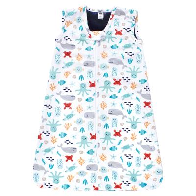 Hudson Baby Infant Boy Plush Faux Fur Sleeping Bag, Wearable Blanket, Sea Characters