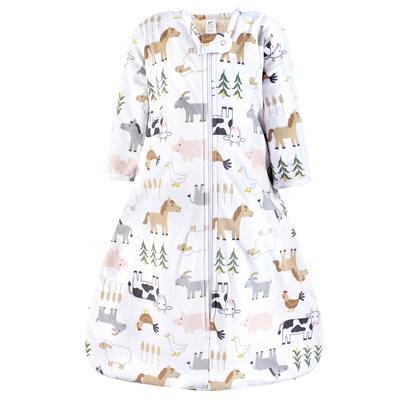Hudson Baby Boys Long Sleeve Plush Faux Fur Sleeping Bag, Wearable Blanket, Cute Farm