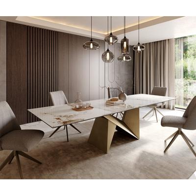 DELIFE Esstisch Edge 300x100 Keramik Minas Melange Weiß-Beige Origami Metallic Gold, Esstische Image