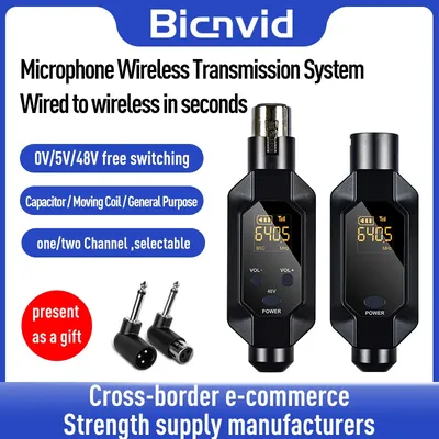 Wireless Microphone Converter XLR Transmitter and Receiver Microphone Wireless System for Dynamic Microphone Wired to wireless