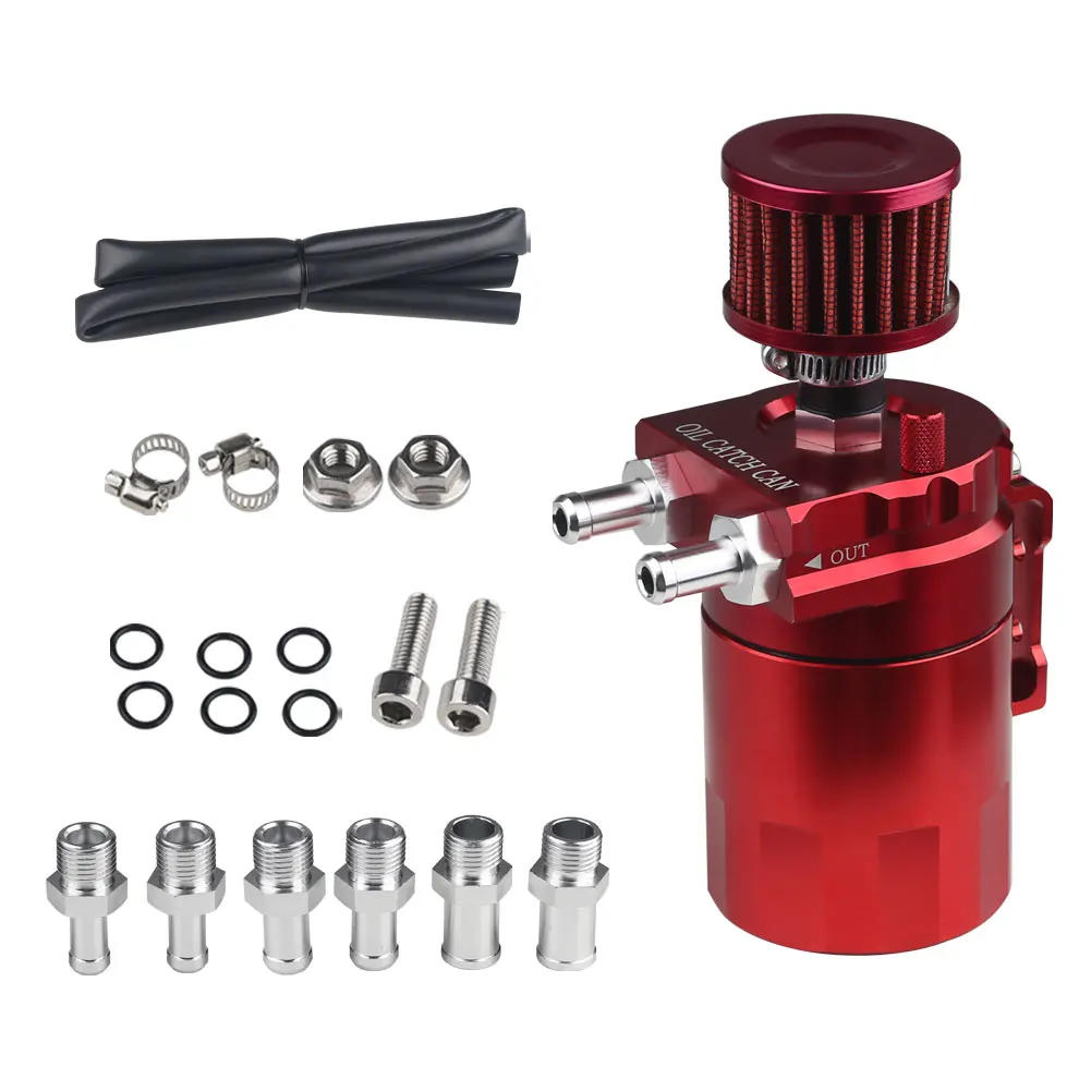 Auto verblüfft Ölfangdose Tank Kit mit Entlüftung 300ml Aluminium polieren Motor Luft Öl abscheider Tank Reservoir Kit Universal Image