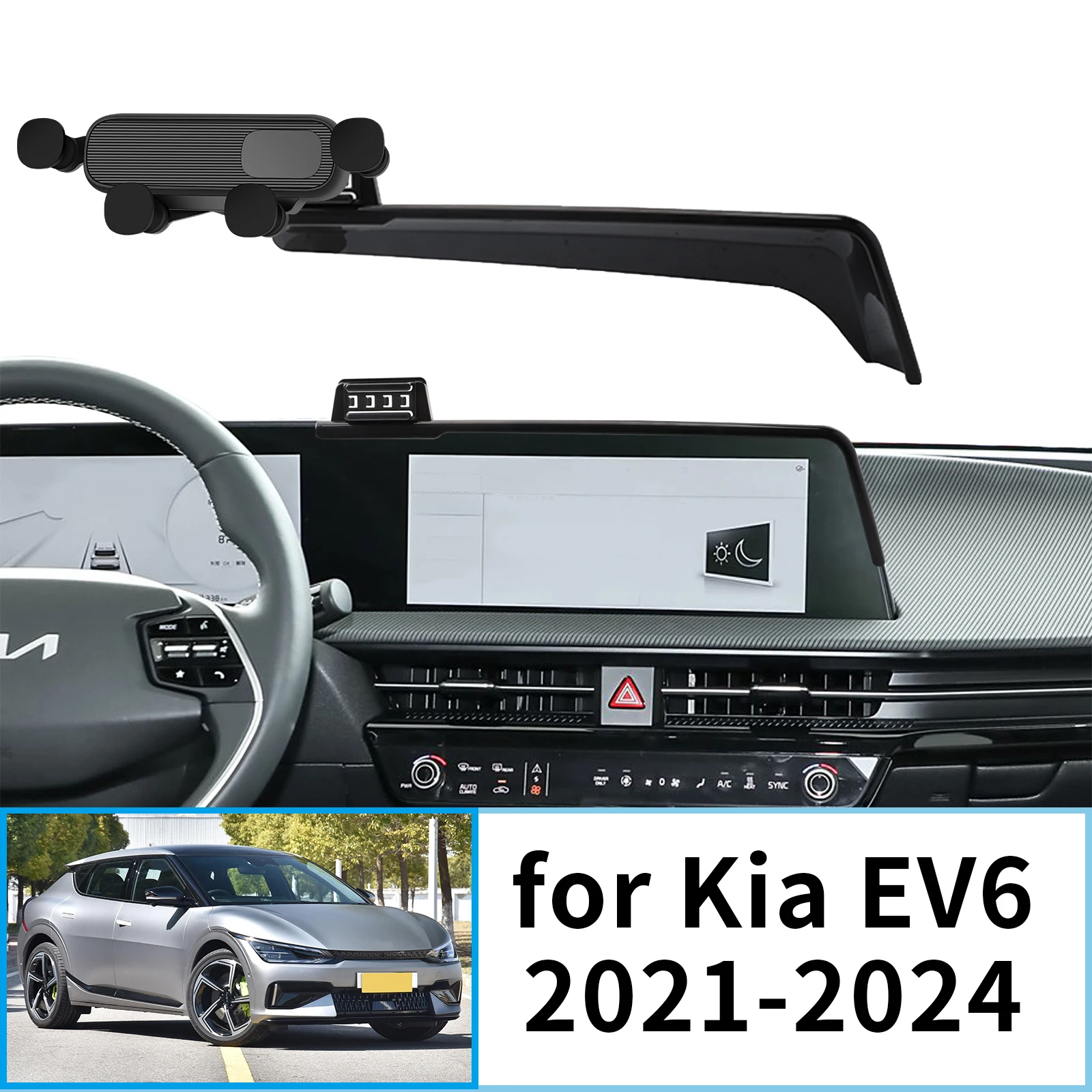 Auto-Handyhalter für Kia EV6 2021 2022 2023 2024 GT Line (12,3 Zoll), GPS-Halterung, Navigationsständer, Autozubehör Image
