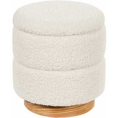 Beliani - Pouf Weiß Webpelz ⌀ 35 cm mit Stauraum Deckel Rund Modern Teddyfell-Hocker Sitzhocker Image