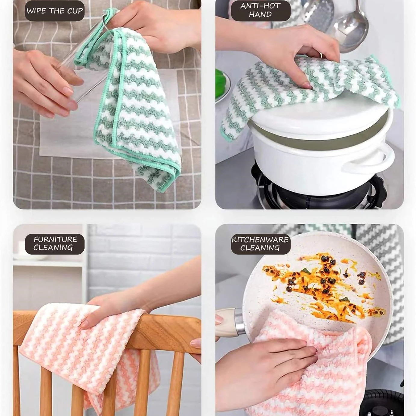 3 Stück Mikrofaser-Reinigungstücher, Küchentücher, Geschirrtücher, Geschirrtücher zum Trocknen von Geschirr, Küchenwäsche Image