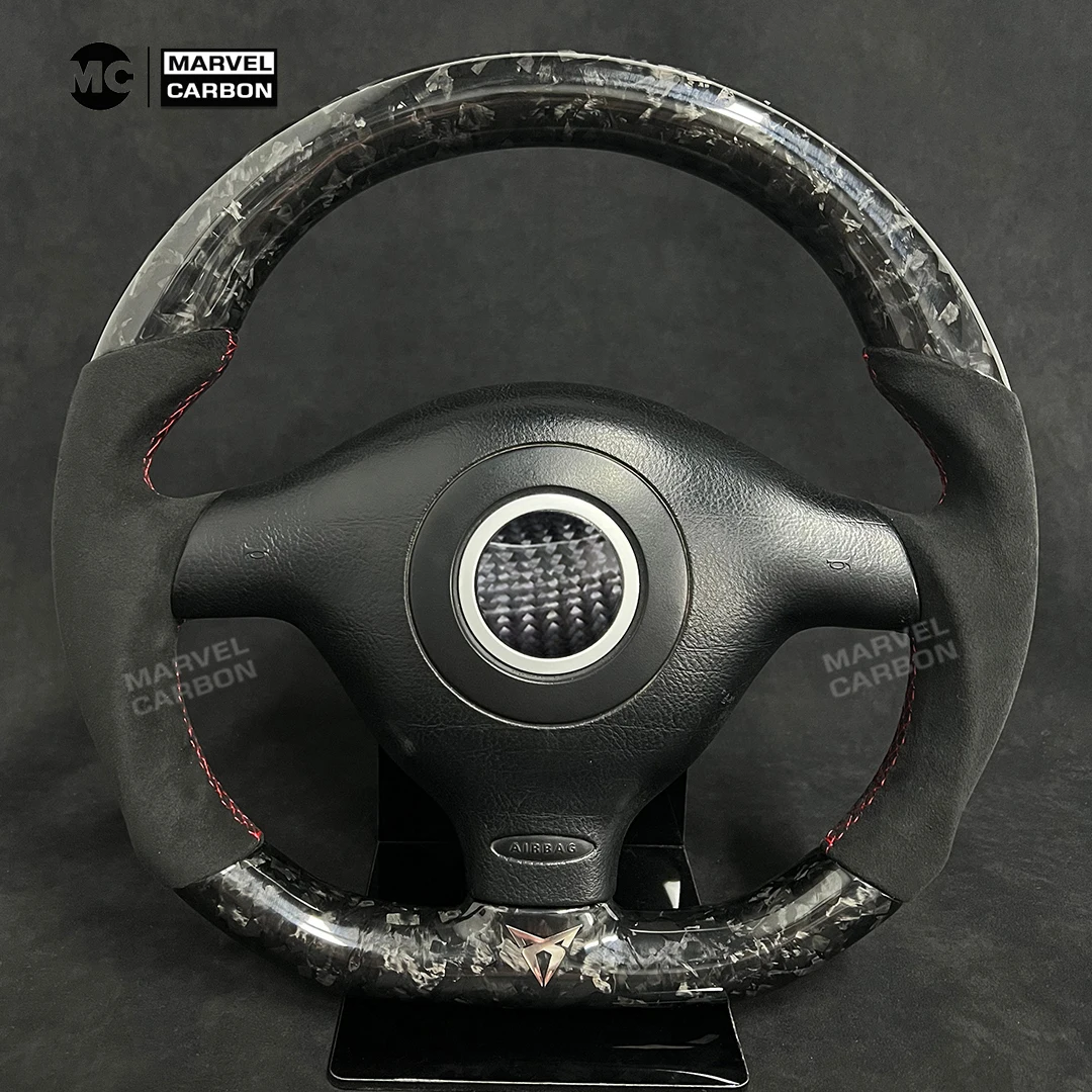 Für VW Volkswagen Golf 4 Mk4 GTI 1997–2003 Kohlefaser-Leder-Halbstanzer-Lenkrad, individuell, ohne Airbag Image