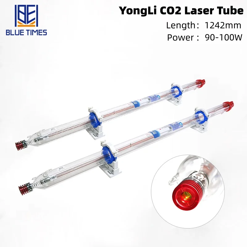 Bluetimes 90–100 W Co2-Laserröhre, Metallkopf, Glas-Laserröhre, Durchmesser 60 mm, Länge: 1250 mm, für DIY CO2-Lasergravur-Schneidemaschine Image