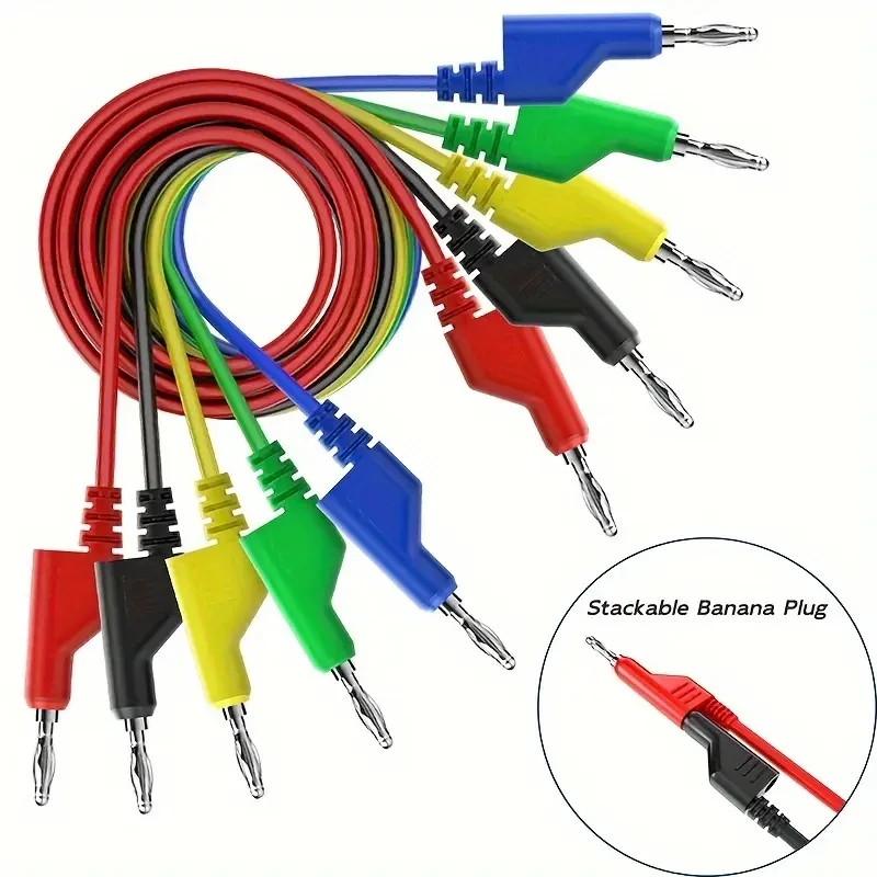2/5PCS 4mm Kupfer Bananenstecker auf Bananenstecker Mehrkopf-Messleitungen Weiches PVC-Kabel 1000V 15A P1036 Image