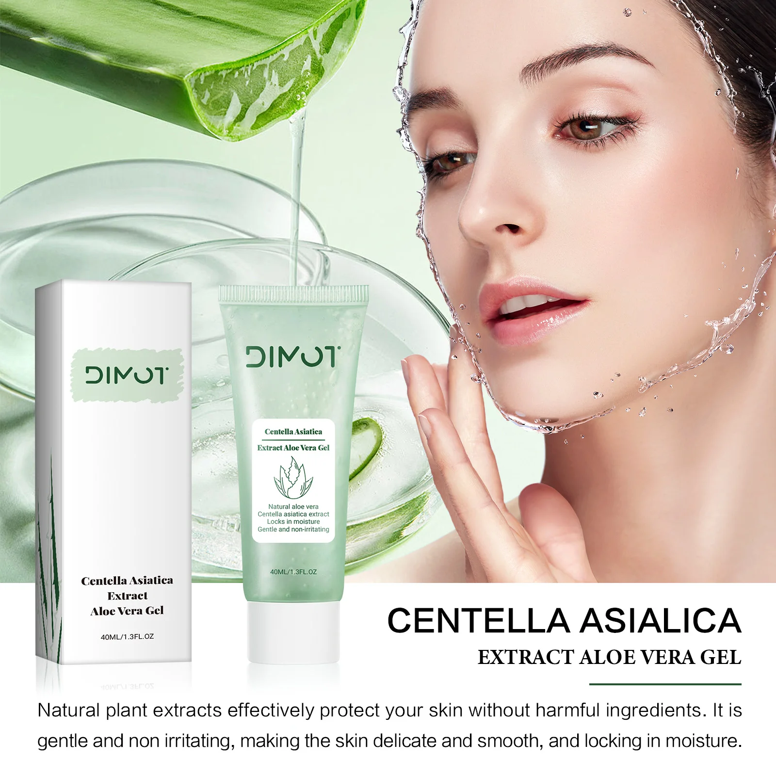 Aloe Vera Gel Natürliche feuchtigkeitsspendende Feuchtigkeits- und Reparatur-Gesichtscreme, verkleinert die Poren, beruhigende Rötung, Gesichtspflege, 40 ml Image