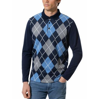 Walbusch Herren Rauten-Polo Supersoft Blau gemustert Image