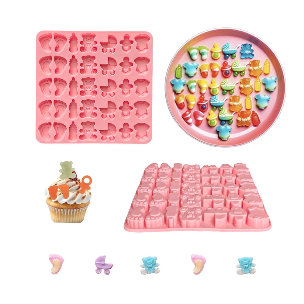 Kleine 35-Loch-Babyflaschenform in Bärenform, geeignet für Backwerkzeuge für Süßigkeiten, Schokolade und Kuchendekoration