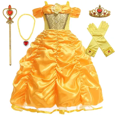 Halloween Kostüm Belle Prinzessin Mädchen Kleid Cosplay Karneval Geburtstags feier verkleiden Image