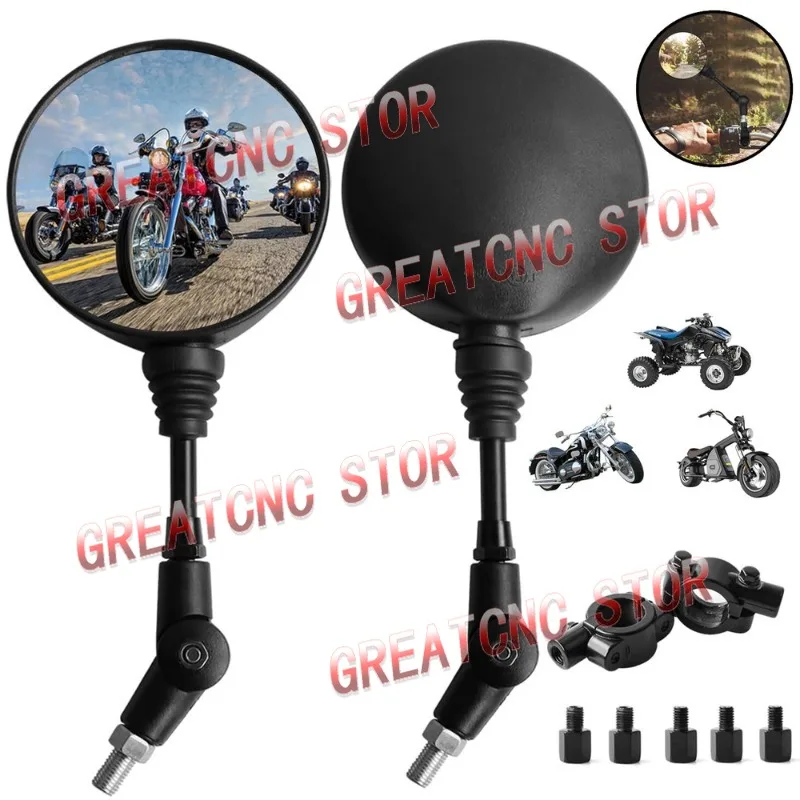 Universeller runder Motorrad-Rückspiegel, 8 mm/10 mm, Anti-Fall-Klappspiegel für Kawasaki KLX250 KL250 Tibetan KDX250 650 Image