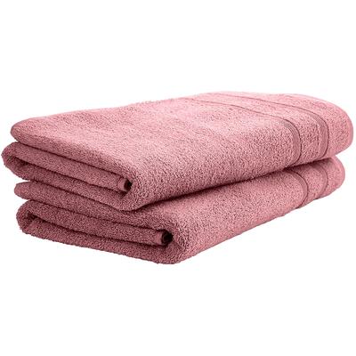 Duschtuch UNCOVER BY SCHIESSER "Brooklyn mit dezenter Bordüre in Hoch-Tief-Optik", rosa (malve), B:70cm L:140cm, Frottier, Frottier, Handtücher (Packung), Made in Green Image