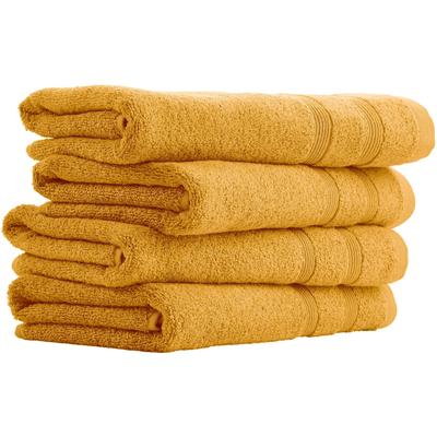 Handtuch UNCOVER BY SCHIESSER "Brooklyn mit dezenter Bordüre in Hoch-Tief-Optik", gelb (senf), B:50cm L:100cm, Frottier, Frottier, Handtücher (Packung), Made in Green Image