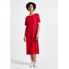 Midikleid STREET ONE, Damen, Gr. 38, EURO-Größen, rot (glory rot), Stoff, 95% Viskose, 5% Elasthan, unifarben, casual, normal wadenlang, Rundhals, Kurzarm Bündchen, Kleider, mit Rundhalsausschnitt