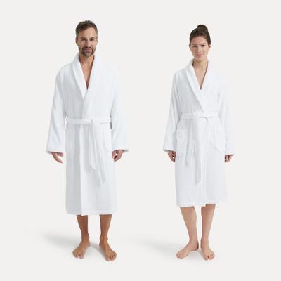 Unisex-Bademantel MÖVE "Basic" Gr. S, weiß (snow), L:120cm in Gr. S, Walkfrottier, Hausmäntel, mit Schalkragen Image