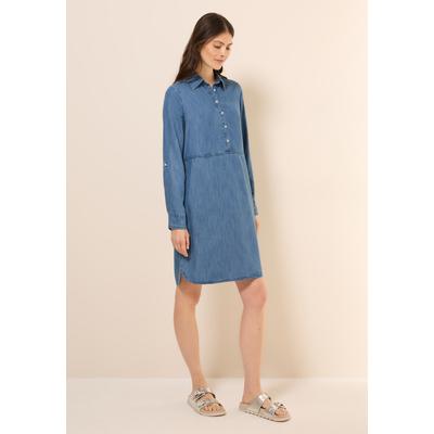 Midikleid CECIL, Damen, Gr. XL (44), US-Größen, blau (mid blau wash), Stoff, 100% Lyocell, unifarben, casual, comfort fit knielang, V-Ausschnitt, Langarm Bündchen, Kleider, mit seitlichen Einschubtaschen Image