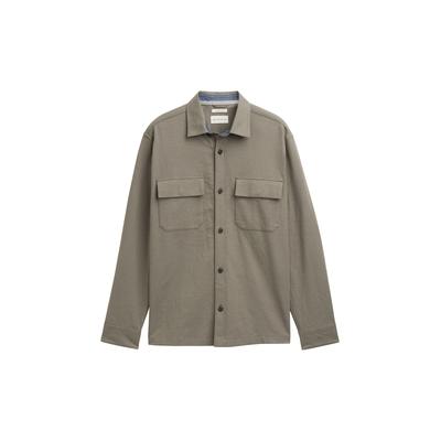TOM TAILOR Herren Overshirt Hemd mit Brusttaschen, grün, Uni, Gr. L Image
