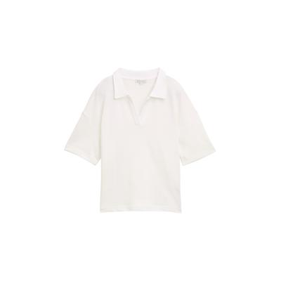 TOM TAILOR Damen T-Shirt mit Polokragen, weiß, Uni, Gr. XXXL Image
