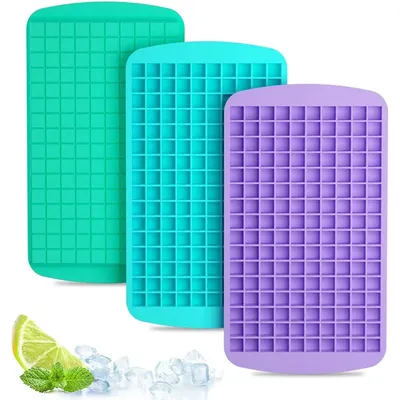 LMETJMA Silicone Mini Ice Cube Trays 160 Crushed Ice Cube Molds Easy Release Small Ice Cube for