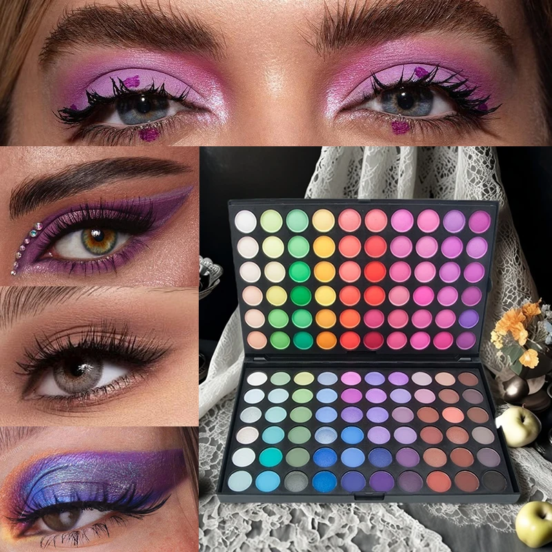 Palette de fards à paupières 120 couleurs, finition scintillante mate, Palette de fards à paupières colorés à haut pigment, Palette de maquillage pour les yeux