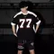 77 Ice Hockey Short Sleeve American Retro Sports Splicing Casual Rugby Shirt Basketball Hip Hop