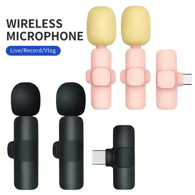 Wireless lavalier microphone Type-C/ios plug and play wireless noise cancelling microphone for